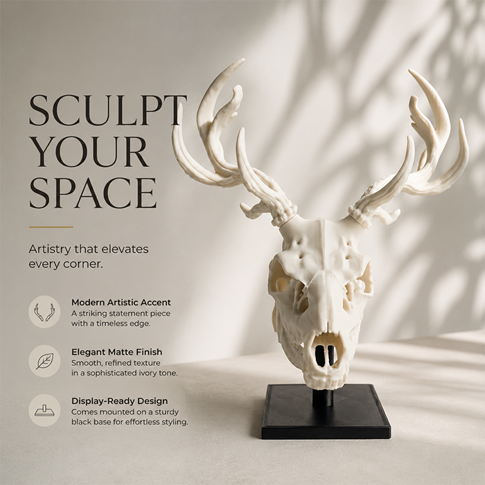 🫎Handcrafted Double Deer Skull Specimen Set - Gothic Wendigo & Elk Desktop Sculpture
