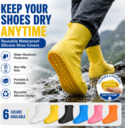Stop Wet Shoes! 🌧️ Heavy-Duty Waterproof Shoe Covers – Anti-Slip & Foldable