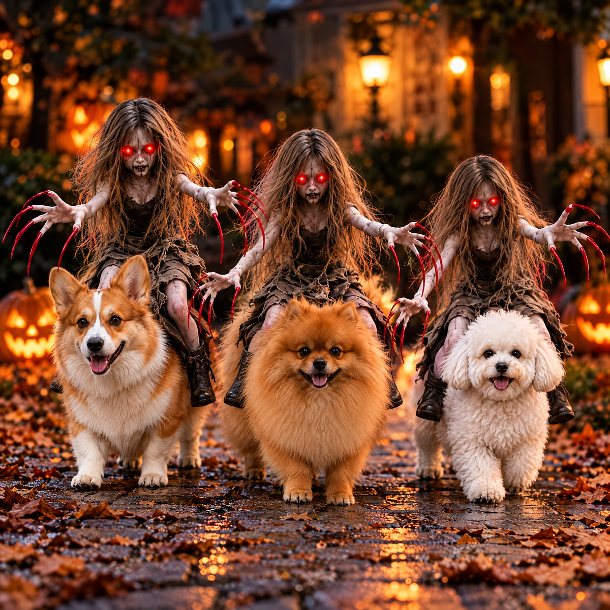 🎃 Creepy Doll Rider Halloween Pet Costume – Spooky Dog Harness Outfit 👻