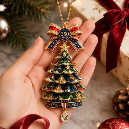 🎄250th Anniversary Jeweled Christmas Tree Ornament (1776–2026)