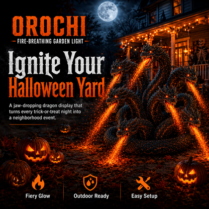 🔥 Orochi Solar Fire Dragon Sculpture – The Ultimate Halloween Neighborhood Showstopper