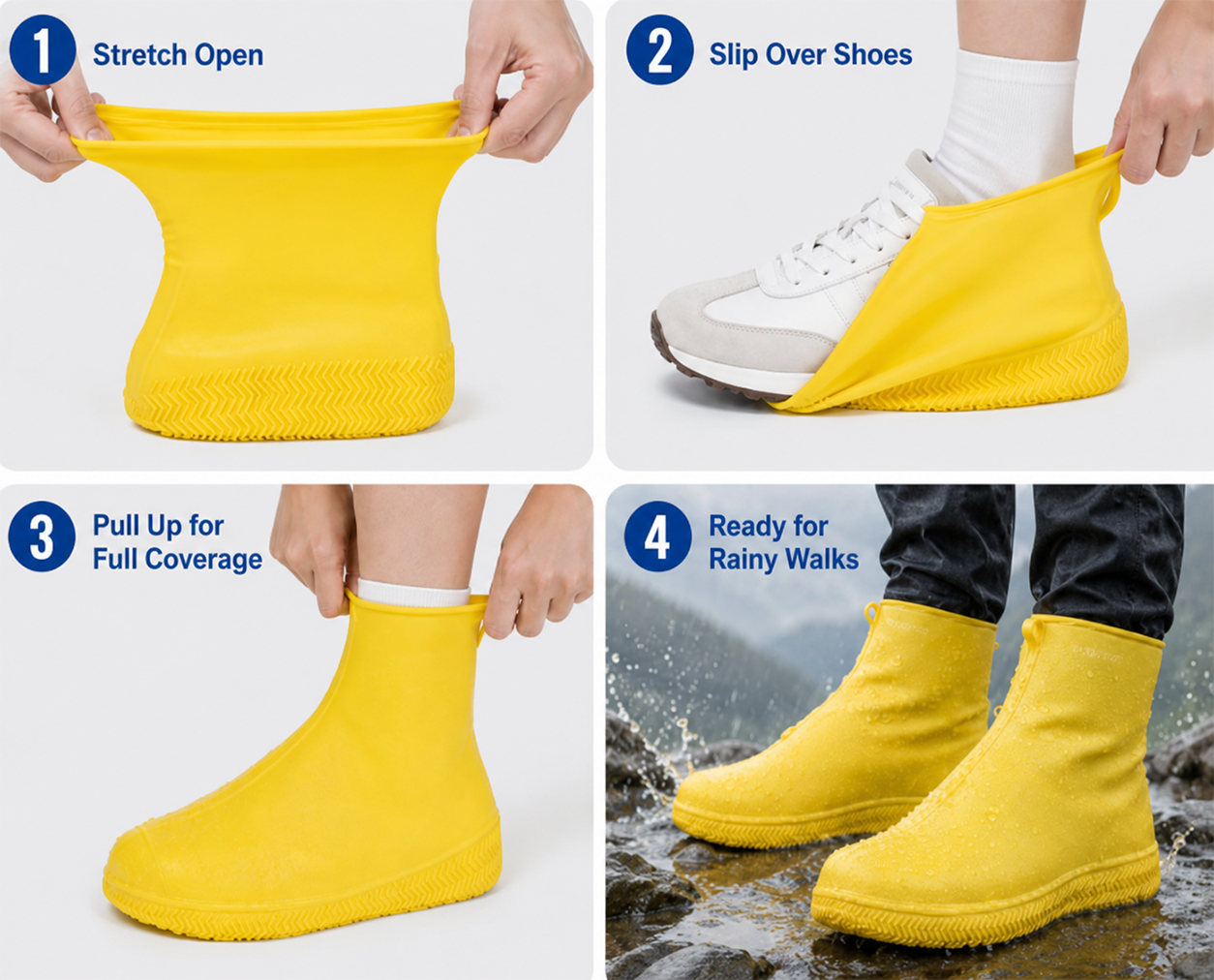 Stop Wet Shoes! 🌧️ Heavy-Duty Waterproof Shoe Covers – Anti-Slip & Foldable