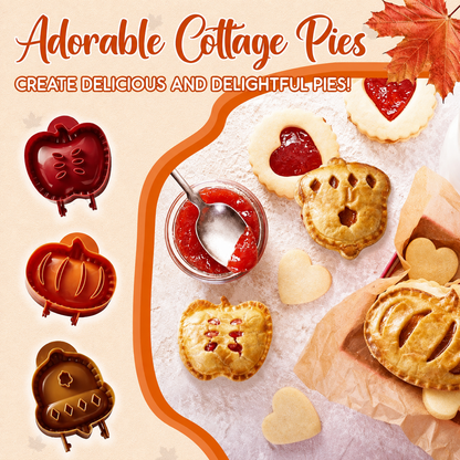 🍎 Fall Hand Pie Molds Set of 3 – Autumn Pumpkin, Apple & Acorn Dough Pressing Stamp Moulds for Thanksgiving & Christmas Baking ✨