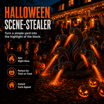 🔥 Orochi Solar Fire Dragon Sculpture – The Ultimate Halloween Neighborhood Showstopper