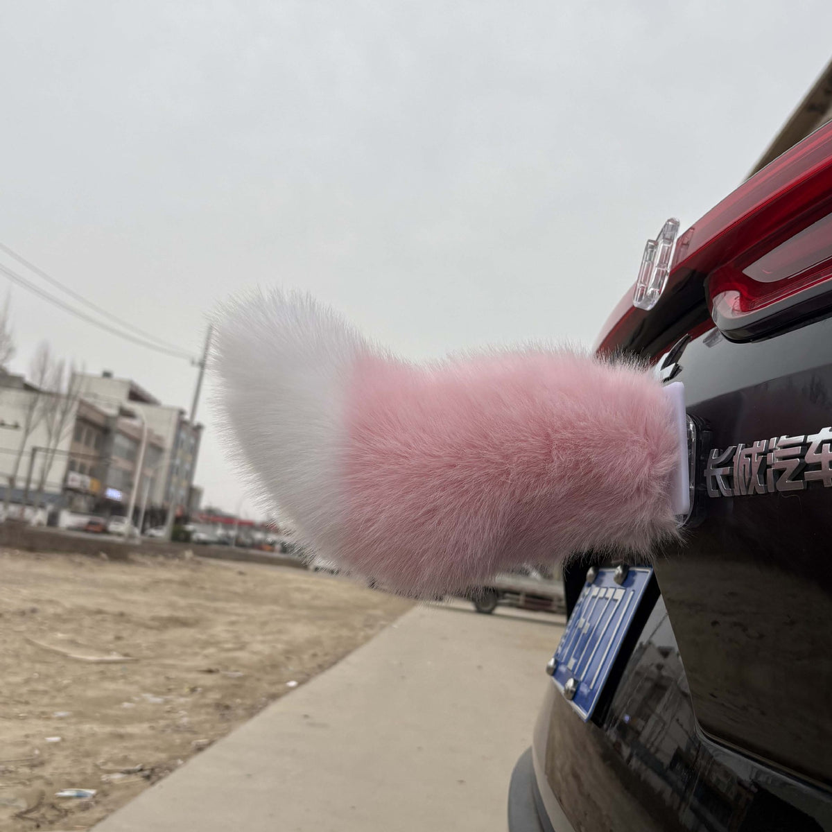 Electric Cat Tail for Car Decoration, Remote-Controlled Wagging Plush Tail for Car