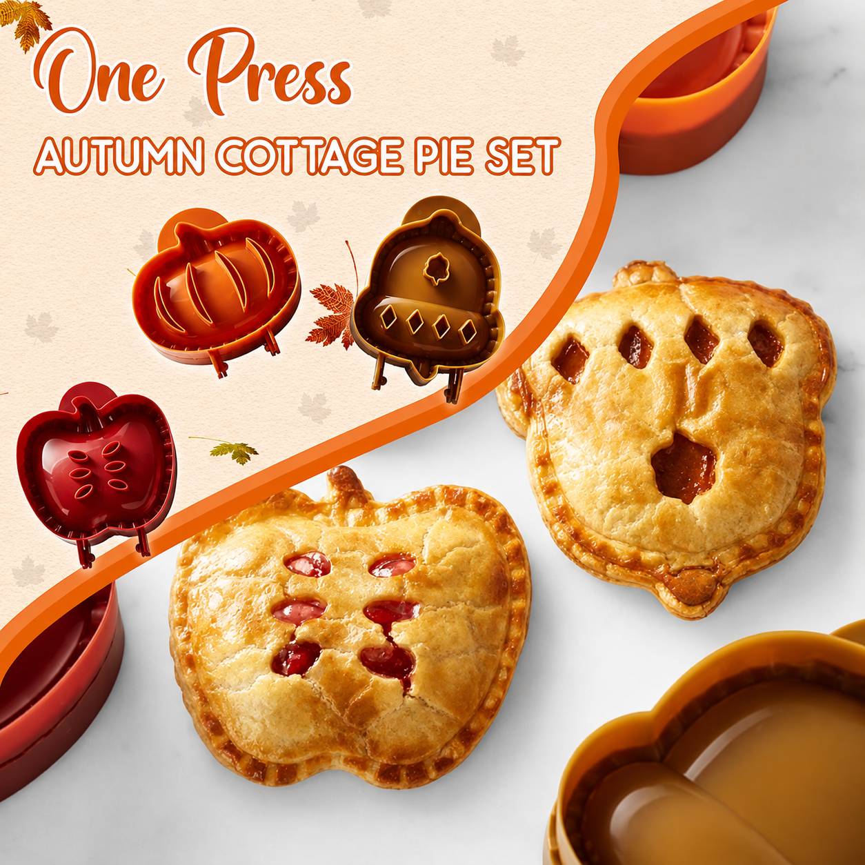 🍎 Fall Hand Pie Molds Set of 3 – Autumn Pumpkin, Apple & Acorn Dough Pressing Stamp Moulds for Thanksgiving & Christmas Baking ✨