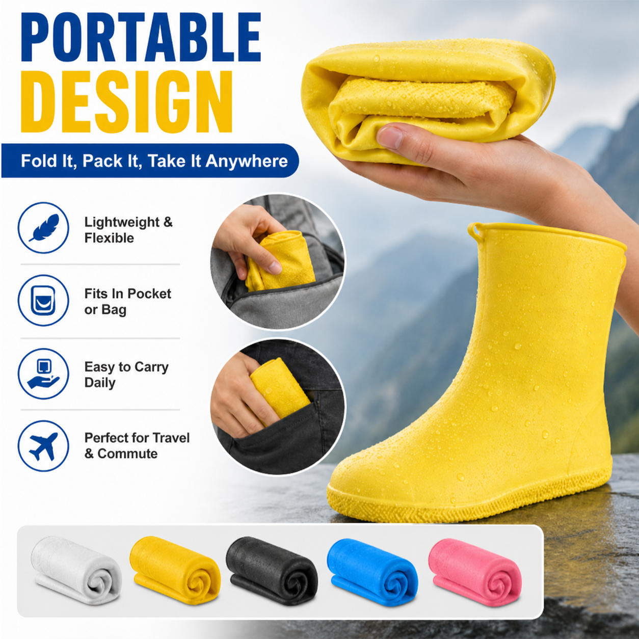 Stop Wet Shoes! 🌧️ Heavy-Duty Waterproof Shoe Covers – Anti-Slip & Foldable