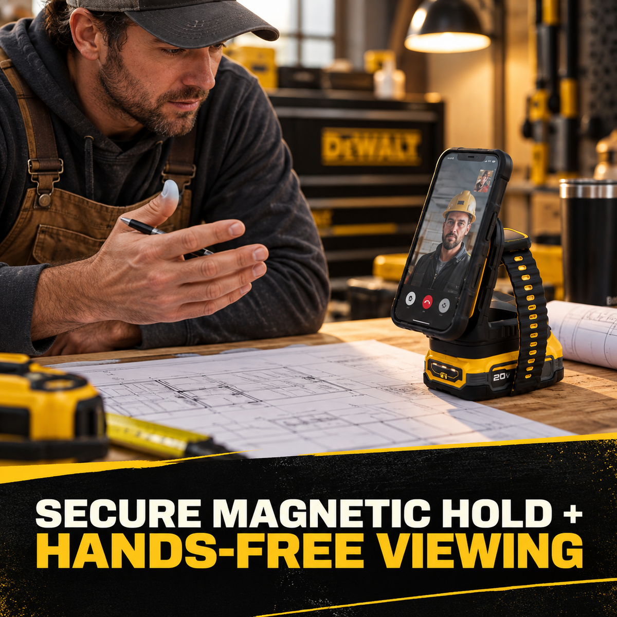 DEWALT 2-in-1 Magnetic Wireless Charger for Phone & Apple Watch