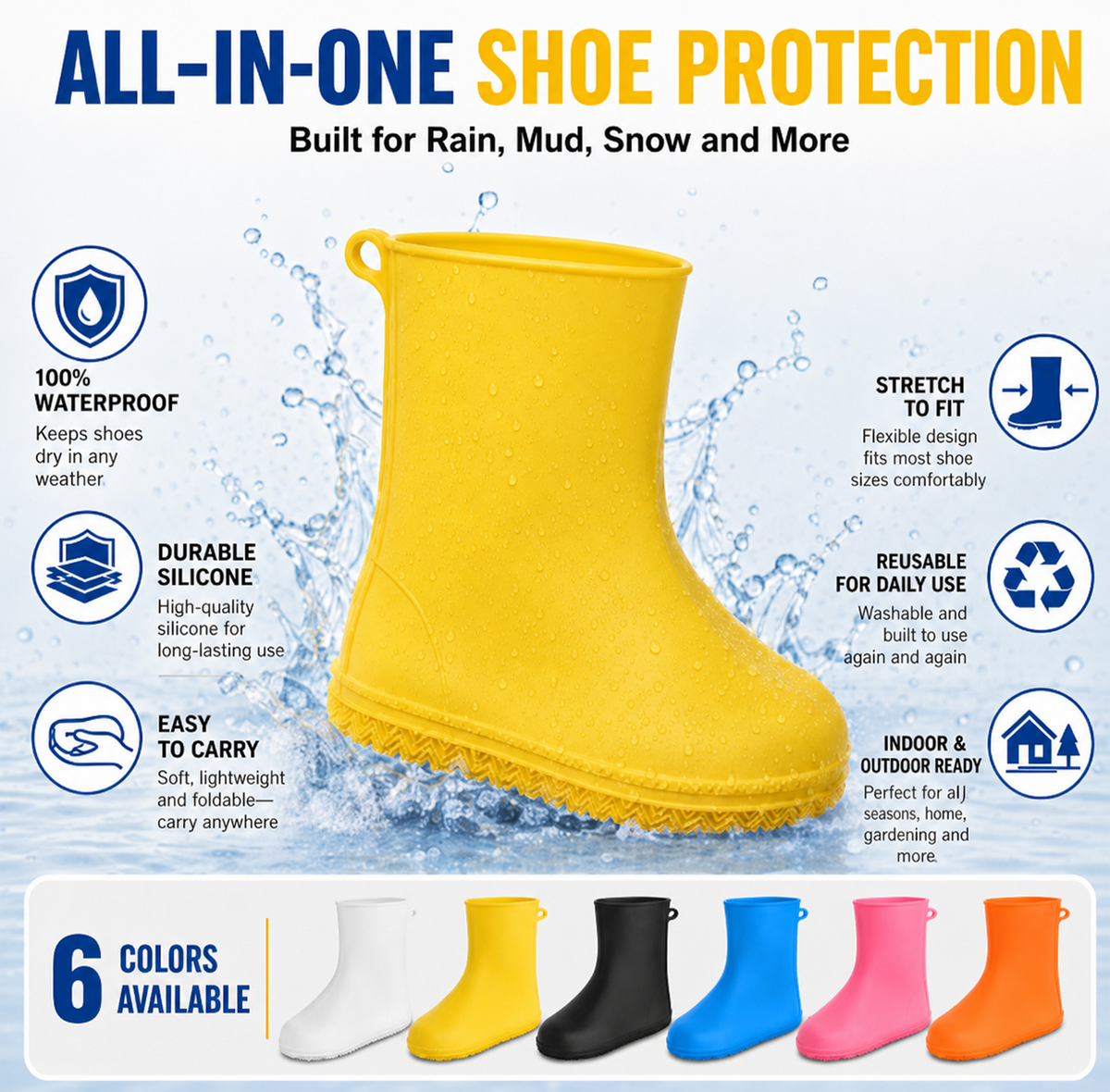 Stop Soaked Sneakers! Heavy-Duty Rain Shoe Covers – Anti-Slip & Fold Into Your Bag 🌧️