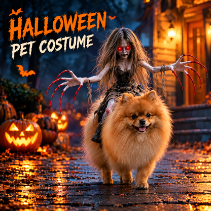 🎃 Creepy Doll Rider Halloween Pet Costume – Spooky Dog Harness Outfit 👻