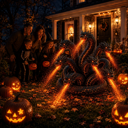 🔥 Orochi Solar Fire Dragon Sculpture – The Ultimate Halloween Neighborhood Showstopper
