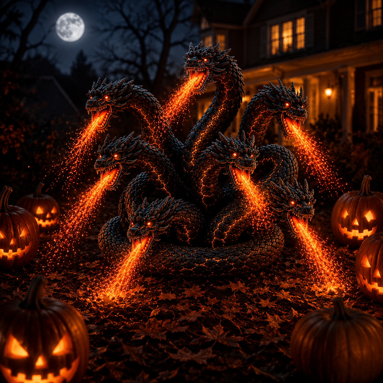 🔥 Orochi Solar Fire Dragon Sculpture – The Ultimate Halloween Neighborhood Showstopper