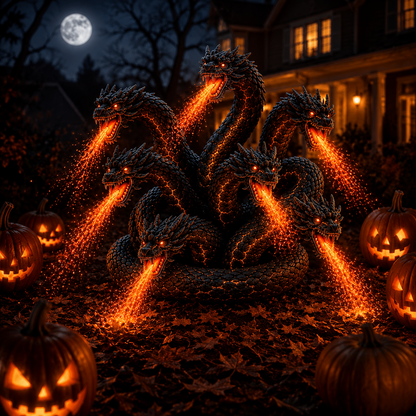 🔥 Orochi Solar Fire Dragon Sculpture – The Ultimate Halloween Neighborhood Showstopper