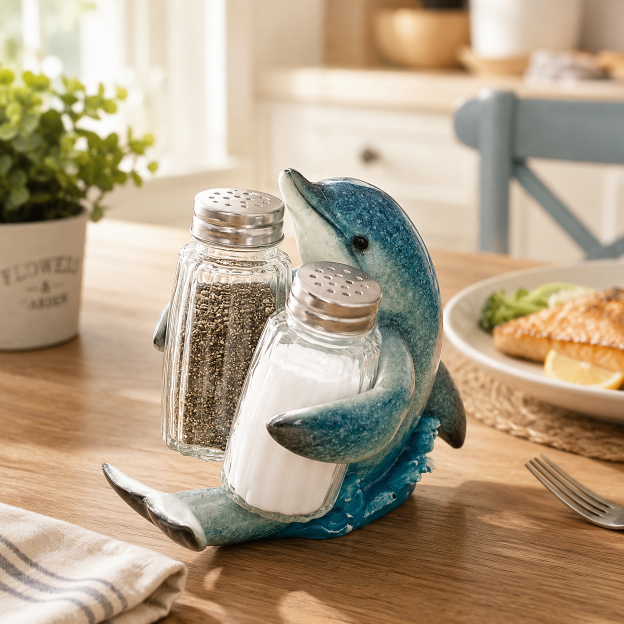 🧂Coastal Animal Salt & Pepper Shaker Holder Set