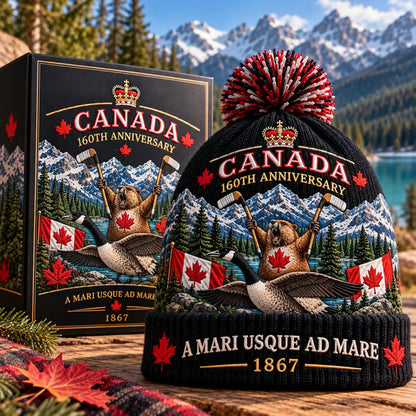 Canada 160th Anniversary Knit Beanie | Soft, Stretchy Acrylic Knit