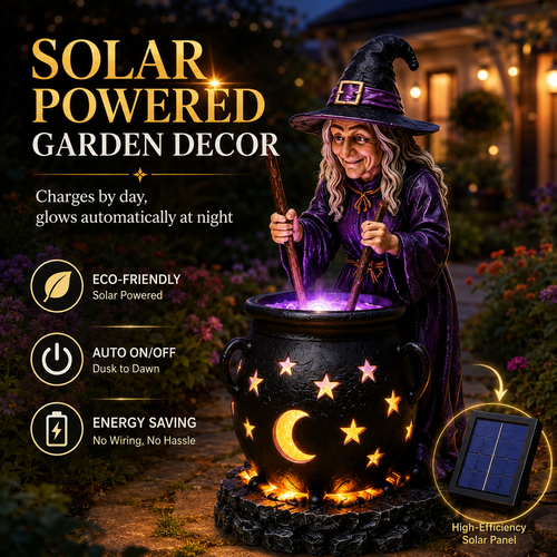 🪄Halloween Witch Glowing Cauldron Solar Light