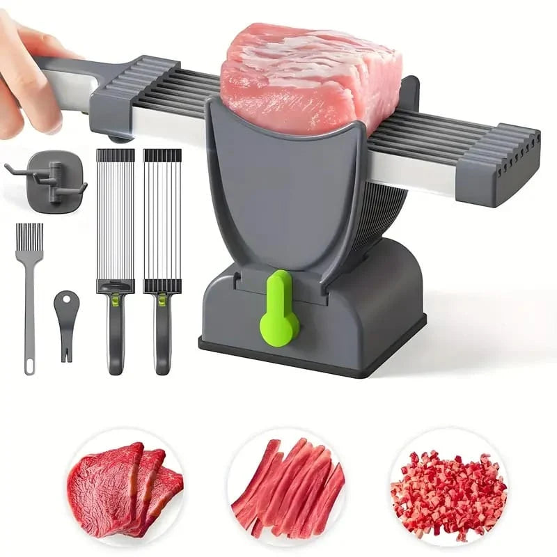 Manual Meat Slicer and Knife Sharpener Set for Home Cooking and BBQ