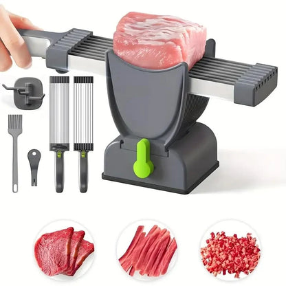 Manual Meat Slicer and Knife Sharpener Set for Home Cooking and BBQ