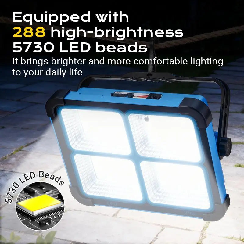 🎁Solar Rechargeable LED Work Light – 288 LEDs, Magnetic & Waterproof