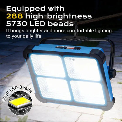 🎁Solar Rechargeable LED Work Light – 288 LEDs, Magnetic & Waterproof