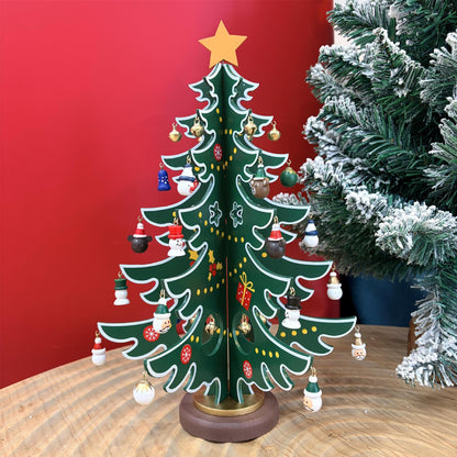 2026 Christmas Advent Calendar - Mini Wooden Christmas Tree Set with 30 Ornaments