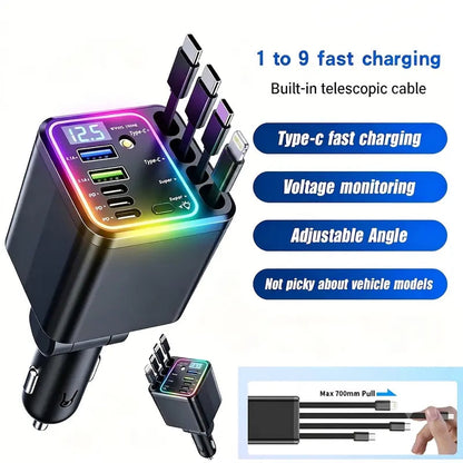 120W Compact Retractable Car Charger
