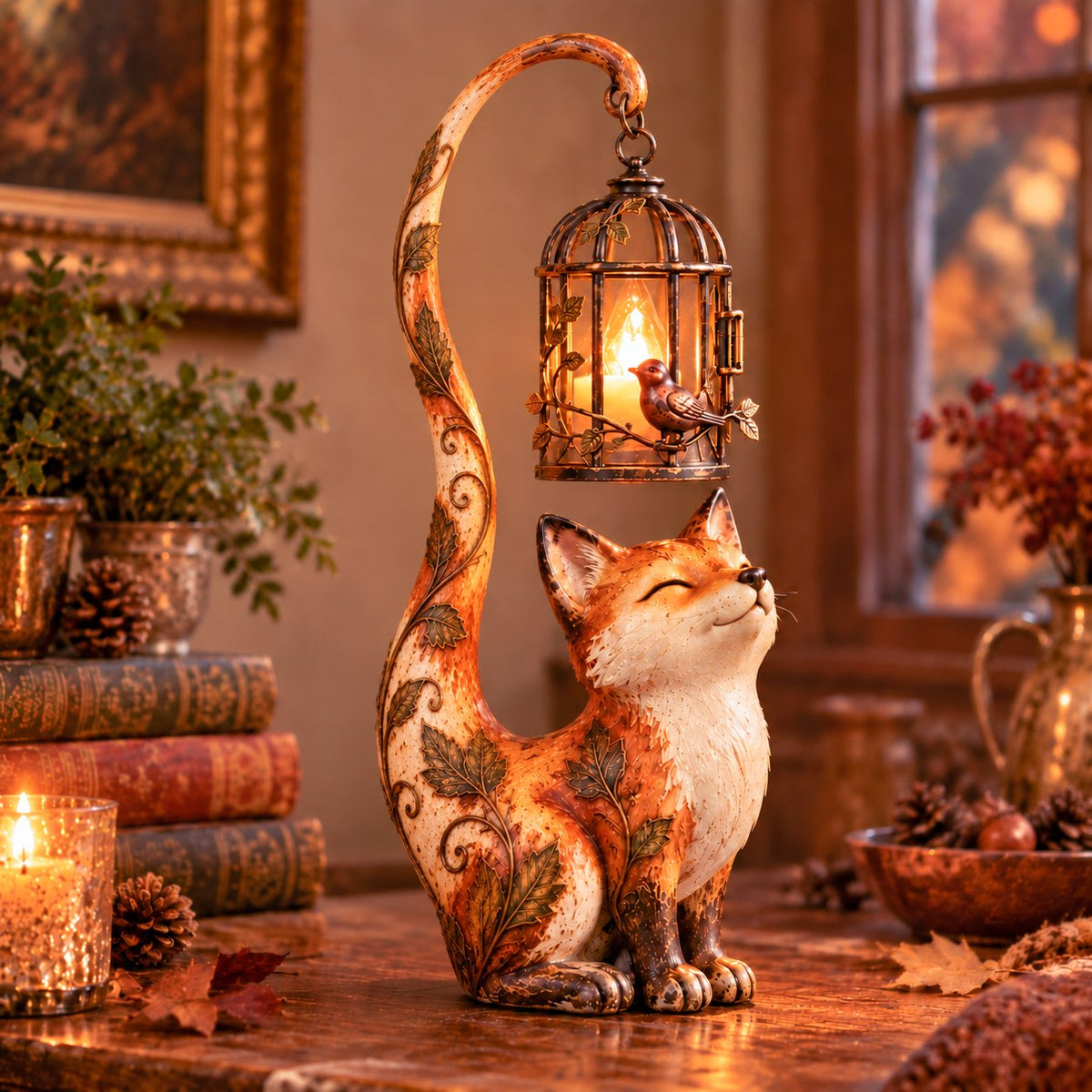 🐱✨ Little Guardian Cat Lantern™ | Vintage Lighted Sculpture