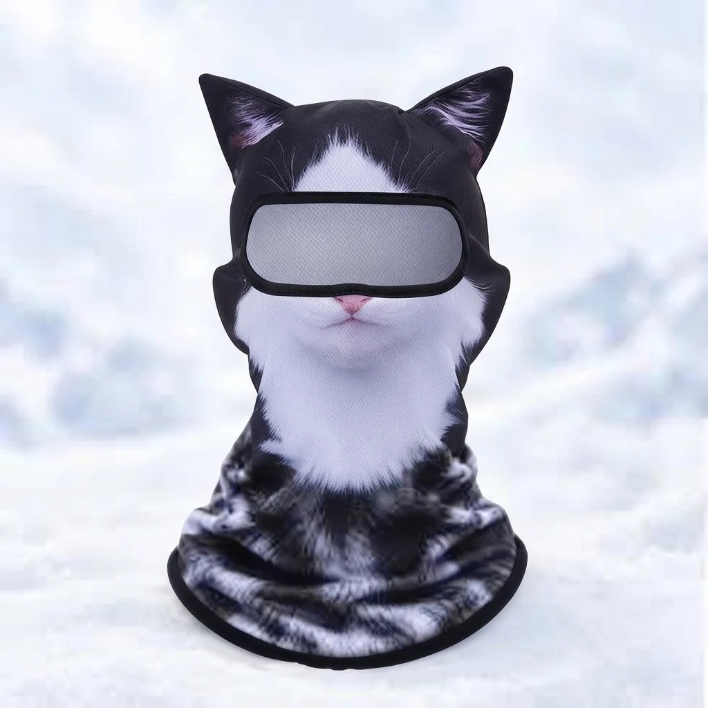 🐱✨3D Cat Ski Mask with Ears – 🤣Funny Windproof Balaclava for Skiing & Festivals