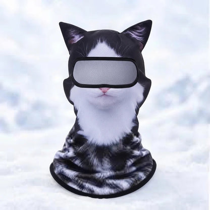🐱✨3D Cat Ski Mask with Ears – 🤣Funny Windproof Balaclava for Skiing & Festivals