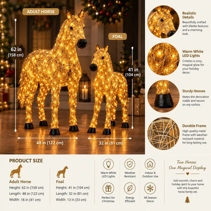 Double-Lighted Horse Christmas Set.