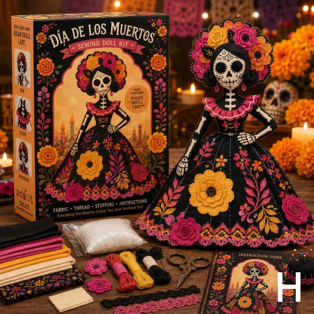 🖤 DIY Day of the Dead Patchwork Doll Kit