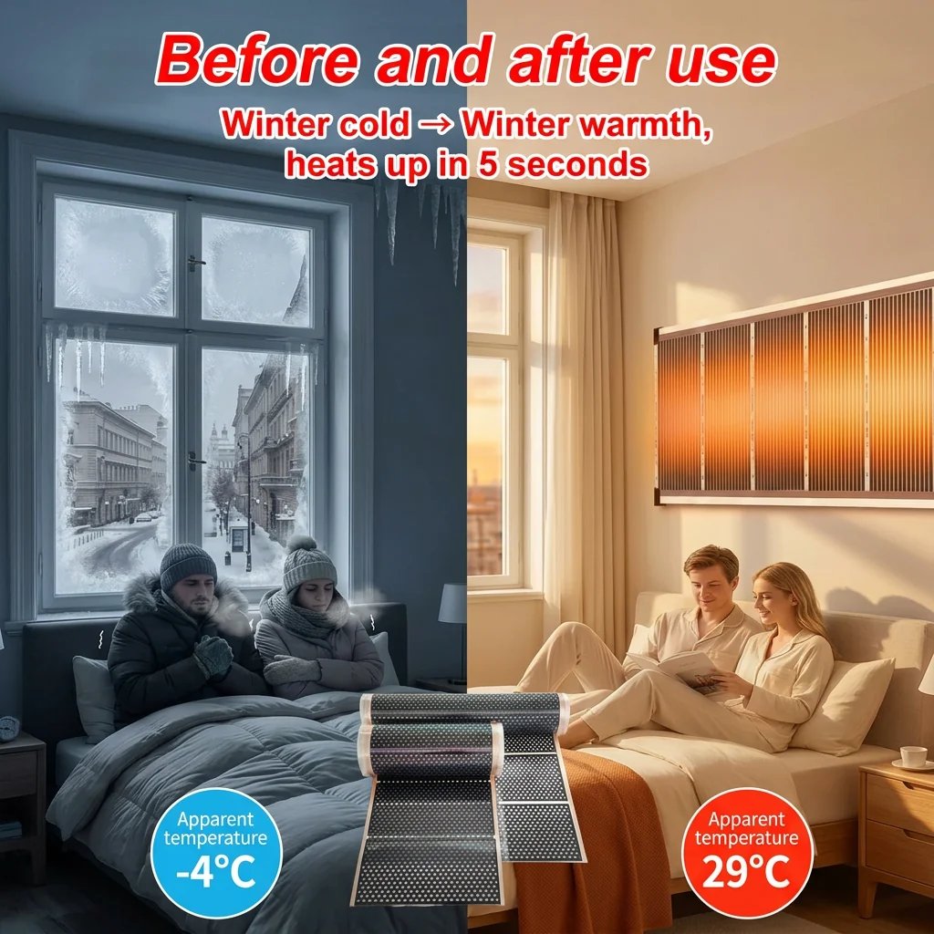 🔥Fast-heating 3-second wall heater made of graphene honeycomb structure with infrared ceramic—quiet and energy-efficient for indoor wall mounting