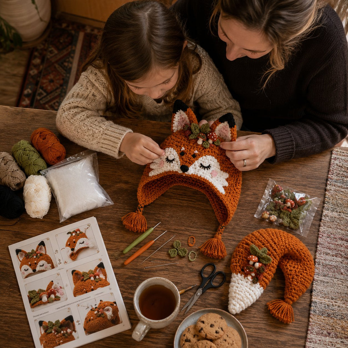 🧶✨ Fantasy Hood Hat DIY Crochet Kit | Premium Soft Yarn Materials with Step-by-Step Guide DIY Handmade Wearable Character Hood 🎭✨