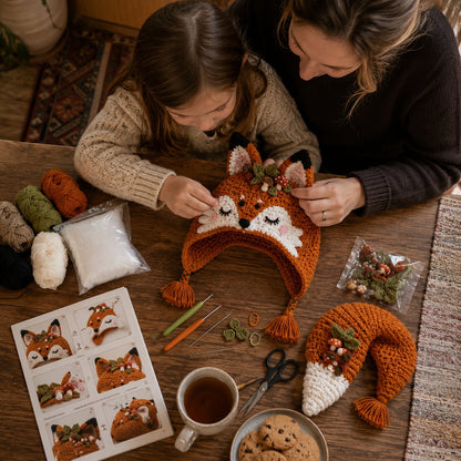 🧶✨ Fantasy Hood Hat DIY Crochet Kit | Premium Soft Yarn Materials with Step-by-Step Guide DIY Handmade Wearable Character Hood 🎭✨