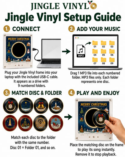 Christmas Vinyl Player Fridge Record NFC Magnetic Music Box Set