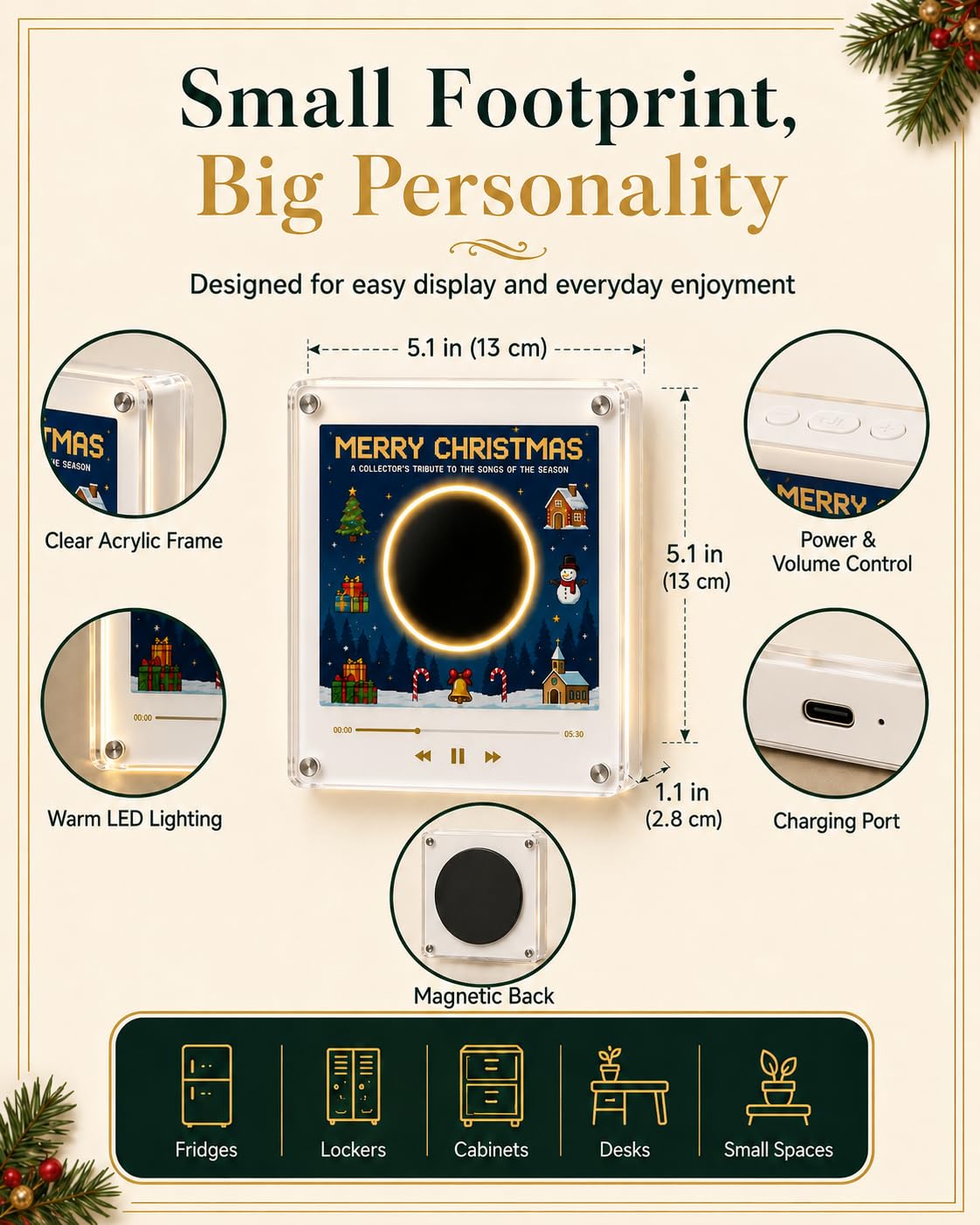 Christmas Vinyl Player Fridge Record NFC Magnetic Music Box Set