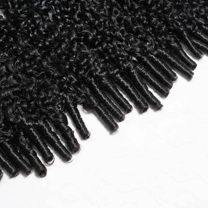 QVR Burmese Curly Crochet Hair Natural Black Machine Made Feather Crochet Human Hair Extension