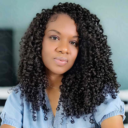 QVR Burmese Curly Crochet Hair Natural Black Machine Made Feather Crochet Human Hair Extension