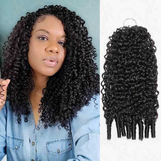 ✨ QVR Burmese Curly Crochet Hair | Natural Black 🖤 Machine Made Feather Human Hair Extension 💁‍♀️