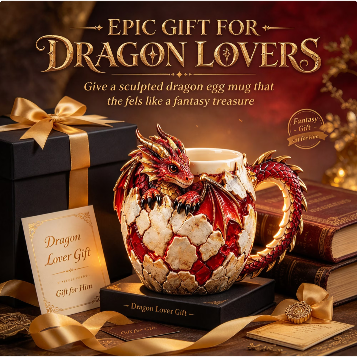 🐉🥚Dragon Egg Fantasy Sculpted Mug | 14oz Resin Coffee Cup for Dragon Lovers