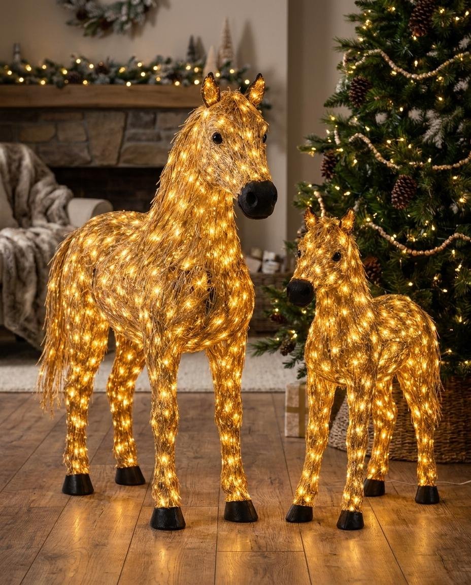 Double-Lighted Horse Christmas Set.