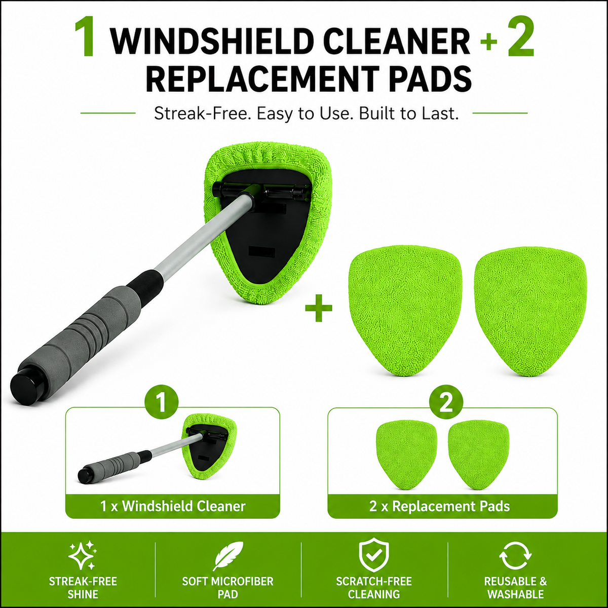 💥 💥 🔥 Windshield Cleaning Tool, Microfiber Car Window Cleaner with Extendable Handle