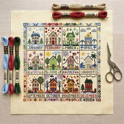 A Year in Stitches – 12-Month Seasonal Cross Stitch Kit