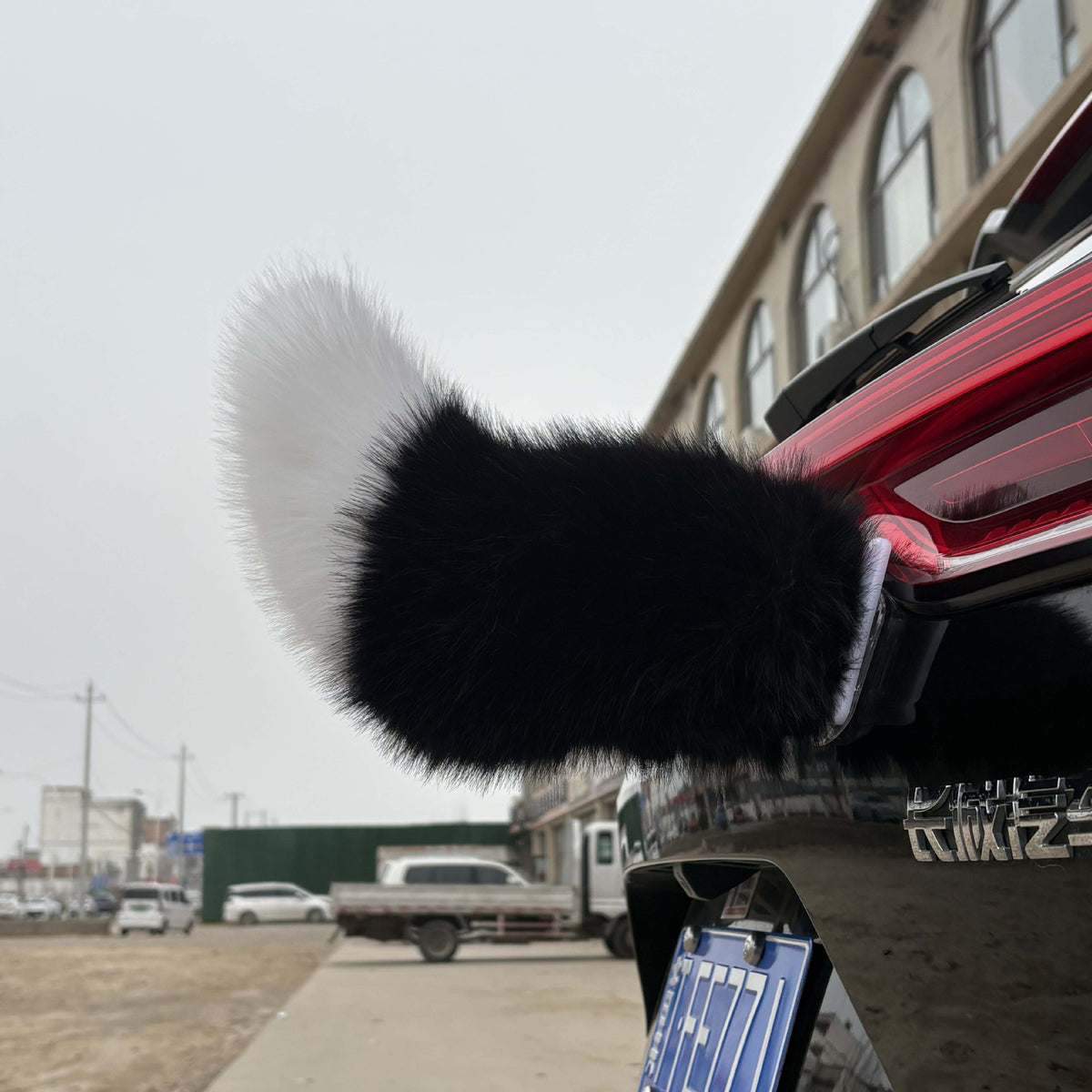 Electric Cat Tail for Car Decoration, Remote-Controlled Wagging Plush Tail for Car