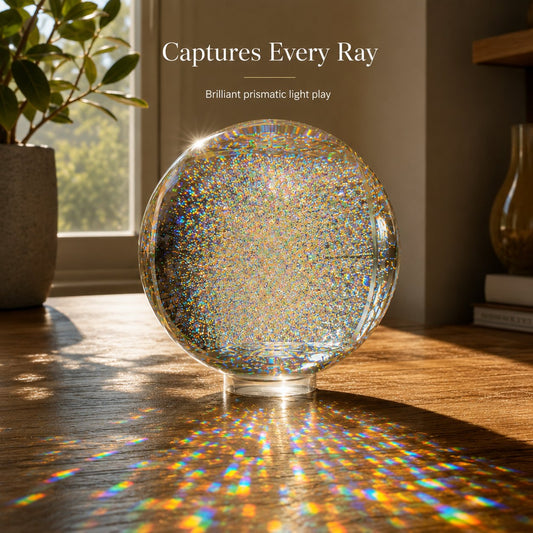 Holographic Refraction Art Sphere – Premium Optical Glass Light Prism Decor for Home & Office