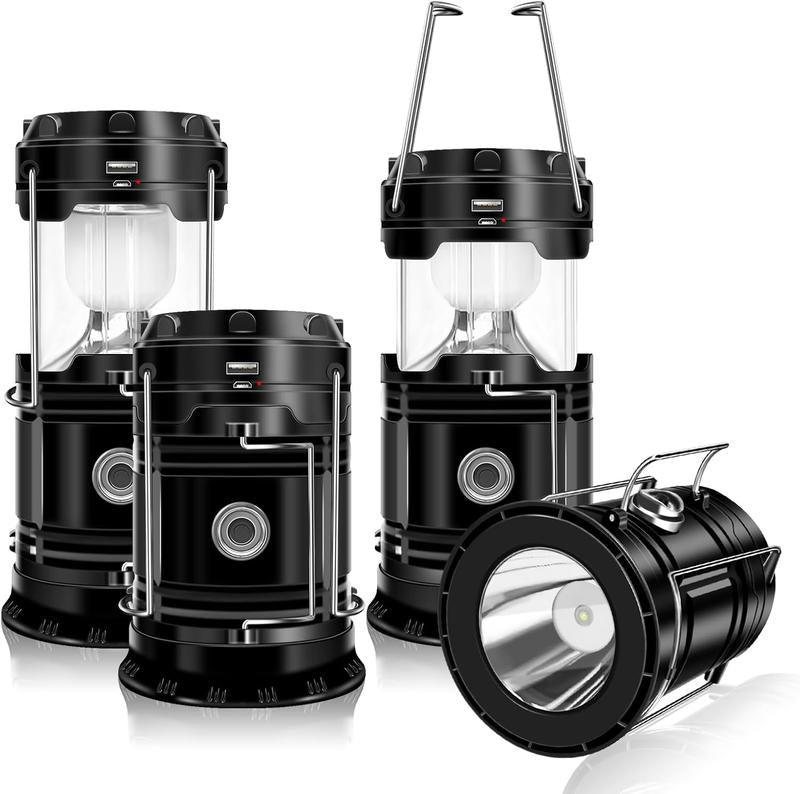 💡Collapsible Portable LED Camping Lantern Lightweight Waterproof Solar USB Rechargeable LED Flashlight