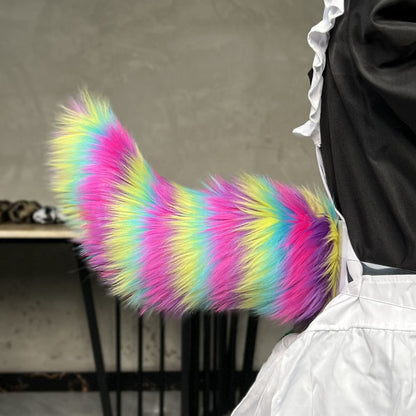 Electric Cat Tail for Car Decoration, Remote-Controlled Wagging Plush Tail for Car