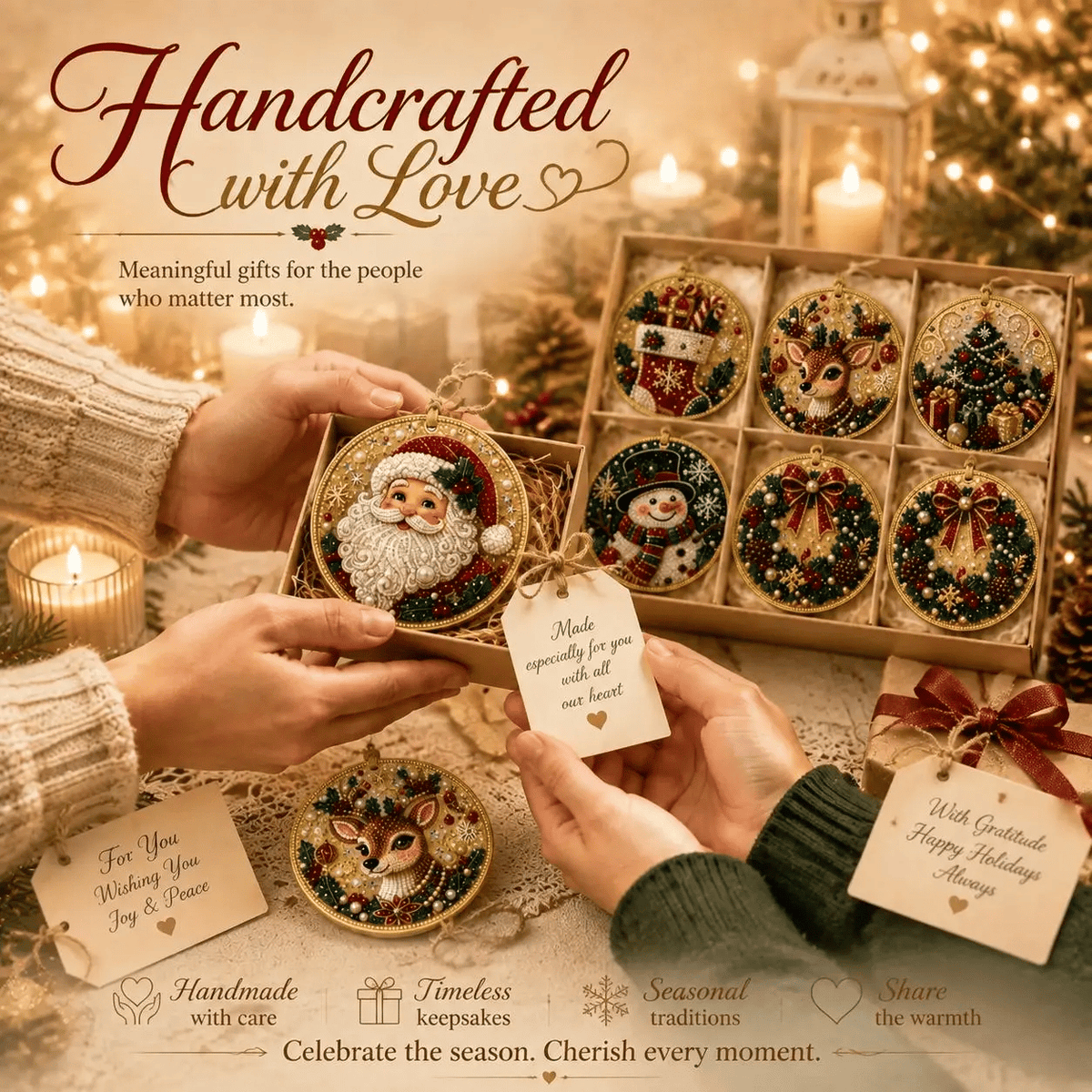 🎄Christmas DIY Diamond Painting Ornaments Kit (6 PCS)🎅