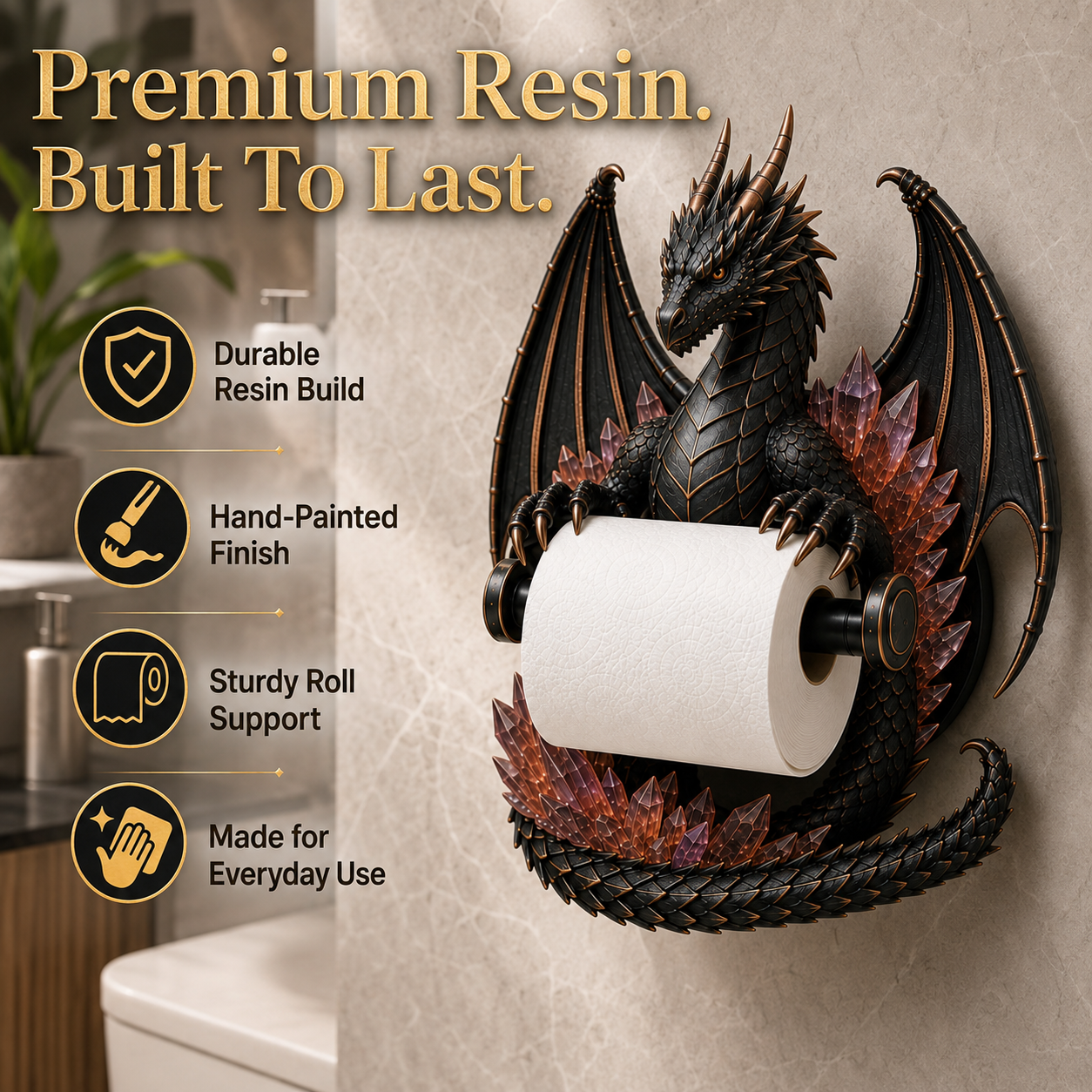 🔥LIMITED-TIME 50% OFF! ✨Crystal Dragon Toilet Paper Holder