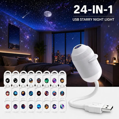 USB Star Projector Lamp, Galaxy Projection & Bedside Night Light🌌